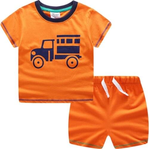 Jumping meters 2020 summer short sleeve boys clothes sets cotton t-shirt+short pants printed fashion cartoon boys clothes