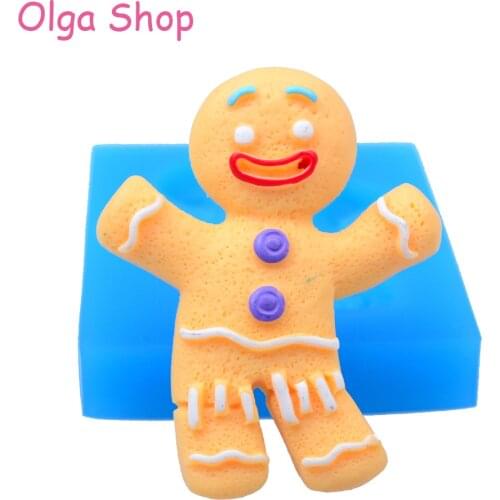 JYL144 49.9mm Christmas Gingerbread Man Silicone Mold - Fondant, Cake Topper, Cookie Biscuit, Resin Clay, Baking Tools, Candy