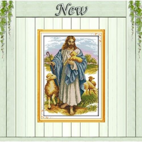 Jesus and sheep home decor painting counted printed on canvas DMC 14CT 11CT Chinese Cross Stitch Needlework Sets Embroidery kits