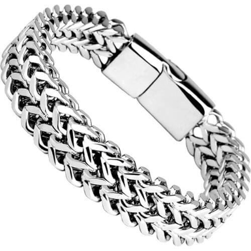 Classic Stainless Steel Chain Men Bracelet Bangles& Bracelets Magnetic Buckle Wristband Pulseras Bijoux Bransoletki