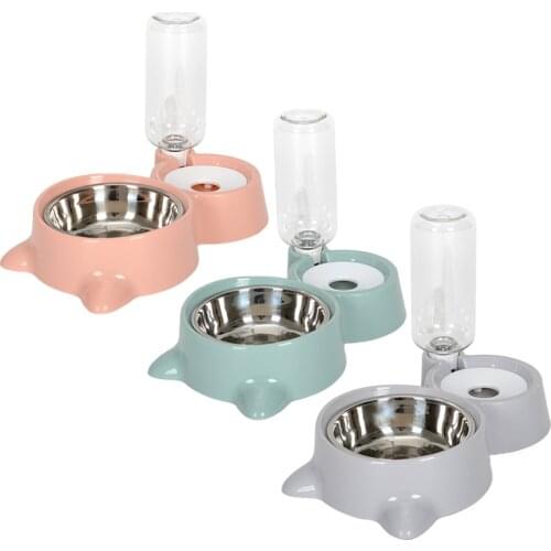 Pet Dog Cat Double Bowl Automatic Waterer Anti-Tipping Dog Food Bowls Cat Water Refill Bowl Pets Feeding Tools