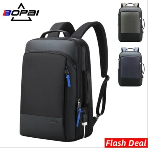 BOPAI 2021 Men Backpack Realer Expandable Travel Back Pack Male Waterproof 15.6 Inch Laptop Anti-Theft Business Backpacking Sale