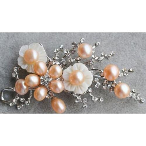 New Pink Pearl Brooch,5-7mm Pink Color Freshwater Pearl Shell Flower Brooch,Wedding Birthday Girl Woman Jewellery,Mom Gift