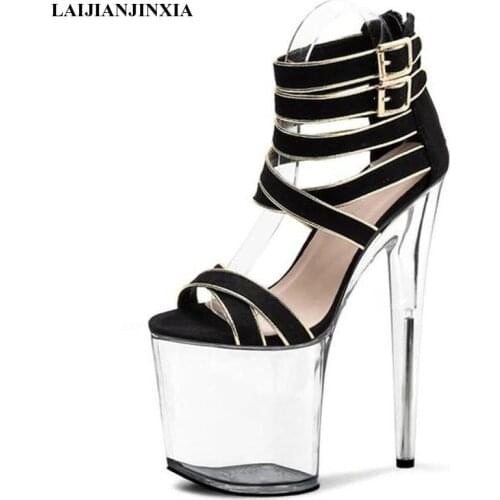 LAIJIANJINXIA New 20 Cm High Heels Pumps Open Toe Womens Sexy Dress Shoes Buckle Strap Sandals Platform Pole Dance Shoes