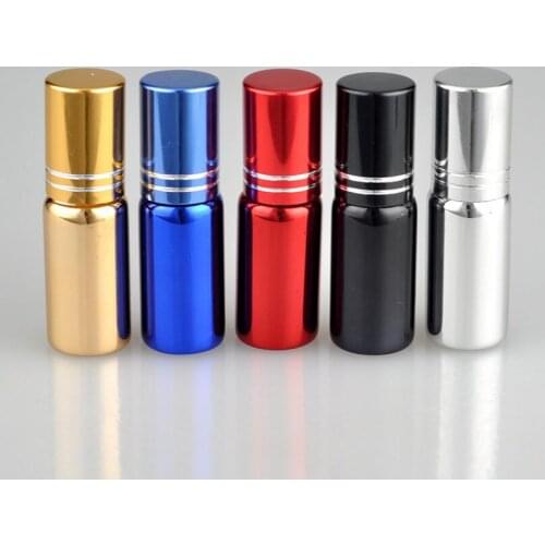 Wholesale 5ML Fashion Mini Colorful Empty UV Metal Roll on Bottle For Essential Oils 5 Colors Optional