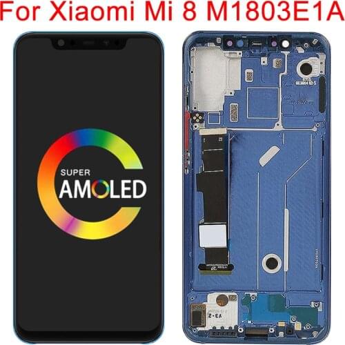 Original LCD For Xiaomi Mi 8 Display With Frame LCD Touch Screen 6.21" Mi8 M1803E1A LCD Screen Digitizer Touch Parts Assembly