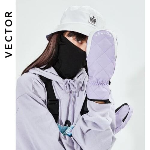 Extra Thick Women 2-IN-1 Mittens Ski Gloves Snowboard Men Snow Winter Sport Warm Waterproof Windproof Skiing Faux Leather Plam