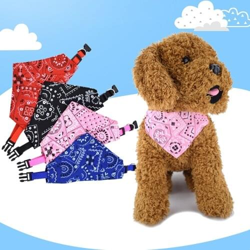 Adjustable Pet Dog Triangle Scarf Dog Cat Scarf Bandana Bib Pet Saliva Towel Collar Print Dress Up Birthday Party Washable S/M/L