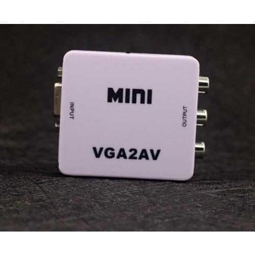 Pingle 1080P Mini VGA to AV RCA Converter with 3.5mm Audio VGA2AV/CVBS Adapter for PC to HD TV Convert NTSC PAL SXGA 1920x1080