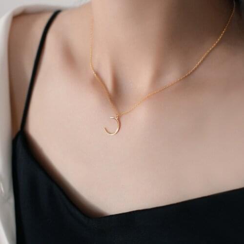 PrinSis Minimalist Real 925 Sterling Silver Sweet Charm Moon Clavicle Chain For Women Wedding Party S925 Necklace Jewelry DD1090