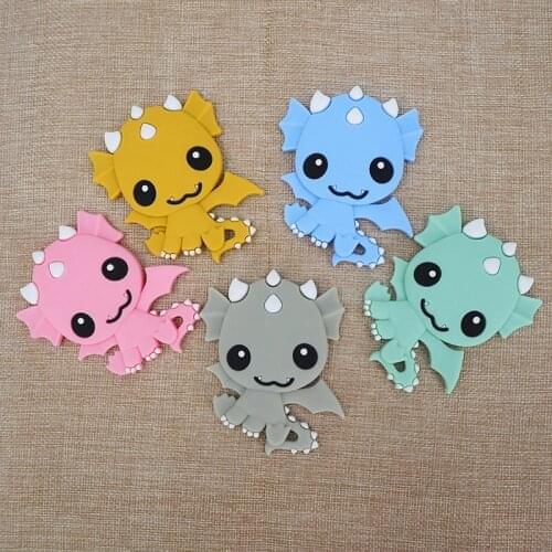 Chenkai 5PCS Silicone Baby Dragon Teether Smoothing Pacifier For Baby Sensory Nursing Necklace Bracelet Jewelry Accessories