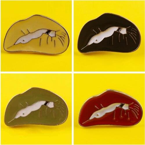 Pulaqi Sexy Lip Mouth Enamel Brooch Pin Badge On Clothes Women Gift Jewelry Brooch Backpack Lapel Collar Buckle Brooch Accessory