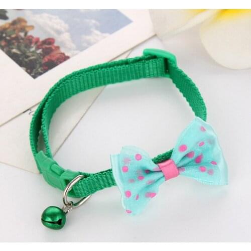 Bow Tie Adjustable Kitten Necktie Collar Bowknot Dot With Bell Cat Small Pet Puppy