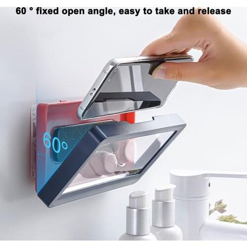 Adjustable Bathroom Phone Holder Case Box Waterproof Wall Mounted Mobile Phone Cover Shower Toilet Watching Storage Shelves