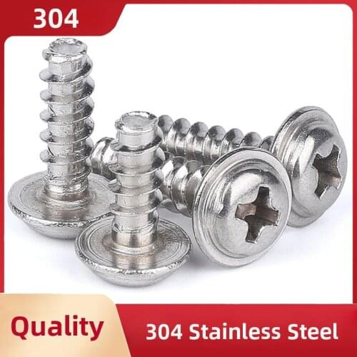 304 Stainless Steel Self-Tapping Phillips C Pan Head Screws Cross Round Head Screw Break End Wood Nail M2 M2.2 M2.6 M3 M4