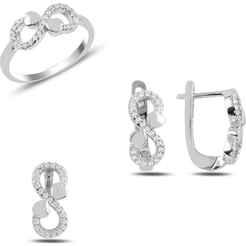 Silverlina Silver Zircon Cubic Zirconia Infinity Set