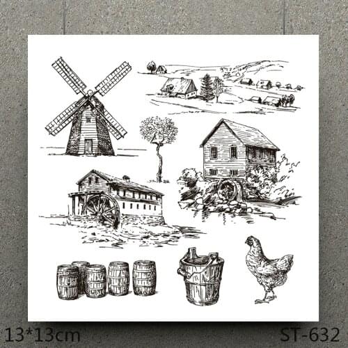 AZSG Dutch windmill / Country life Clear Stamps For Scrapbooking DIY Clip Art /Card Making Decoration Stamps Crafts