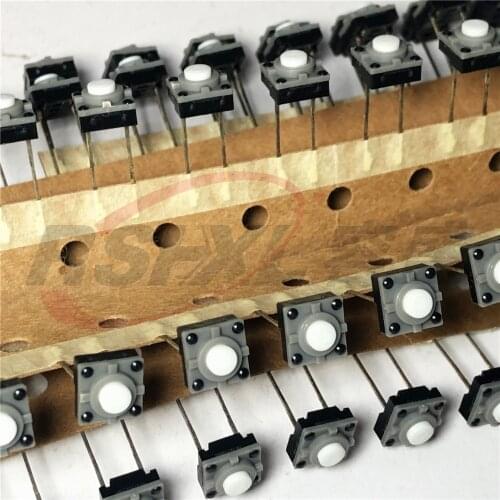 Middle 2 pin straight plug 7*7*5MM touch switch waterproof and dustproof white button push button switch 10pcs/Lot