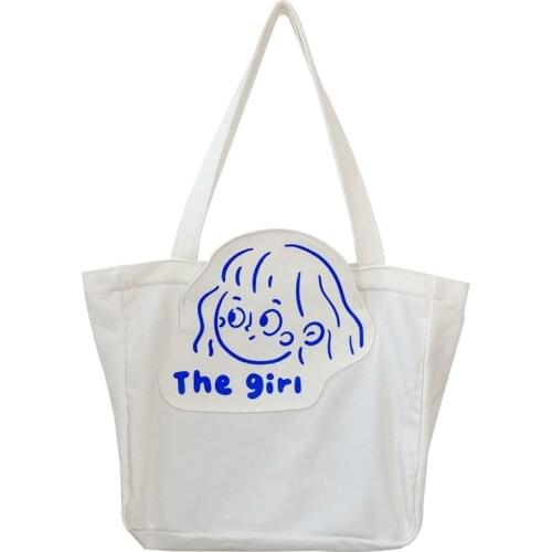 Large Capacity Canvas Bag Womens Handbag Fashion Designer Simple Shopper Shoulder Bags Eco Reusable Foldable Cute Printing Tote