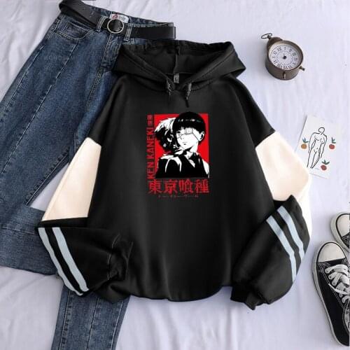 Japan Anime Funny Tokyo Ghoul Kaneki Ken Patchwork Hoodies Winter Keep Warm Men Women Oversize Streetwear Long Sleeve Sweatshirt