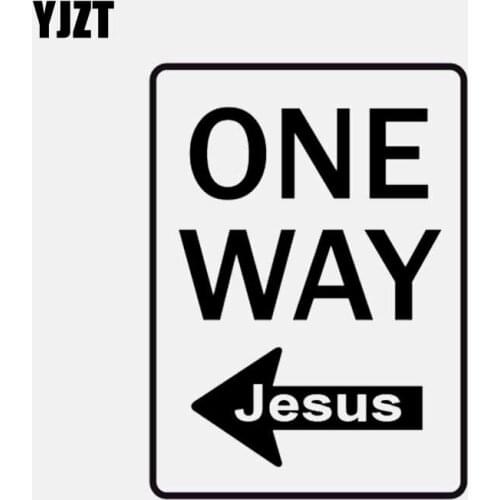 YJZT 11CM*15CM Christianity Arrow Vinyl Car Sticker Decals ONE WAY Jesus Black/Silver C3-1489