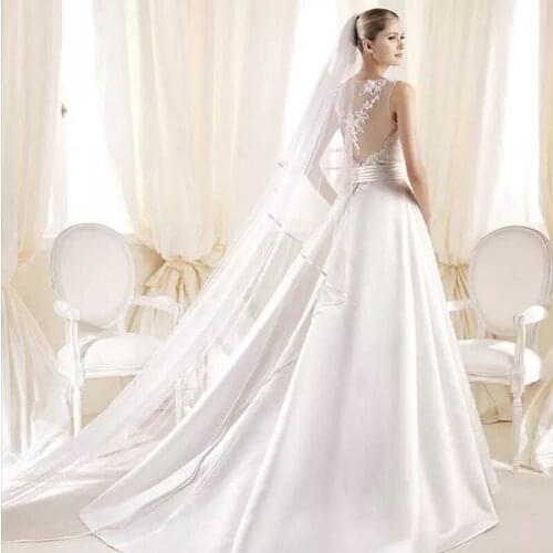 Women Long Bridal Wedding Veil 2 Layers Bridal Veils With Comb Ribbon Edge Woman Marry Gifts 2021 Accessories