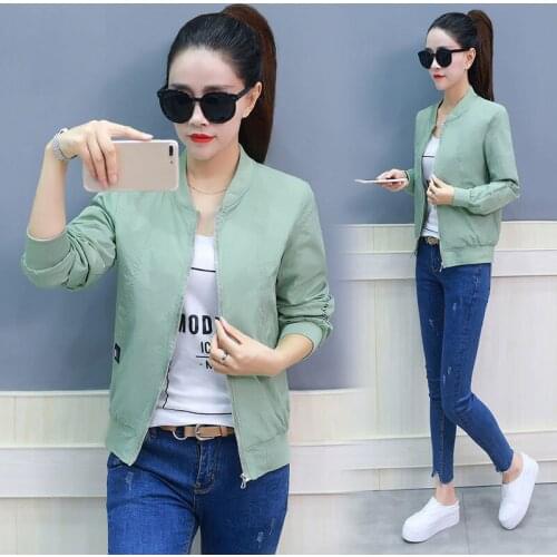 Plus Size Autumn Womens Jackets Retro Solid Stand Collar Zipper Coat Female Long Sleeve Outwear Casual Short Bomber Jacket Tops