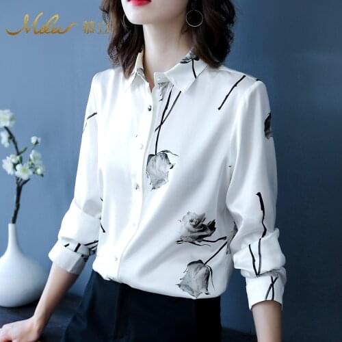 Ladies Shirt White Korean Soft Long-Sleeved Winter Bowknot Autumn Fashion Office Plus Women Shirt Silk Blouse