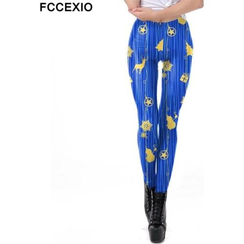 FCCEXIO Christmas trees and Elk 3D Print Women Leggings Sexy Fitness Pants Autumn Fashion Trousers Workout Elastic XMAS Leggins