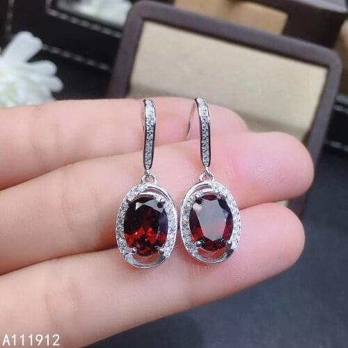KJJEAXCMY fine jewelry natural Garnet 925 sterling silver women earrings support test classic