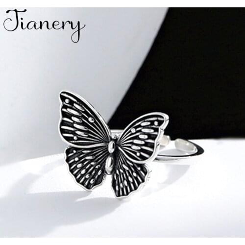 Hot Sale New Charming Big Butterfly Finger Rings For Women Female Big Large Retro Vintage Rings Gothic Jewelry 2021
