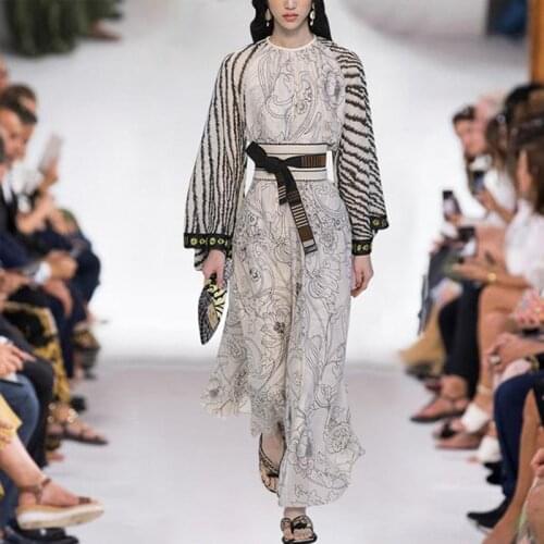 Women runway dress spring elegant women dresses with sashes summer thin beach dress plus size XXXL