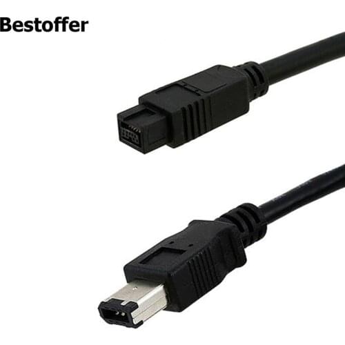 1.8m/6FT IEEE 1394 FireWire 800 9-Pin To FireWire 400 6-Pin Male Cable IEEE1394B PC Mac CAMCORDER
