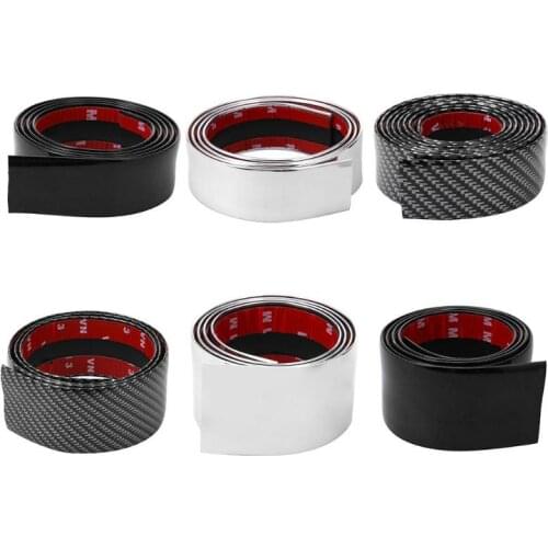 1m Universal Car styling Mouldings Strip Bumper Decorative Strips Carbon Fiber Rubber Car Sticker Protector Spoiler Bumpers