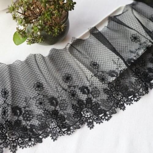 10meters Black Embroidered Lace Trim Dress Sewing Mesh 19cm Floral Fabric Trimmings Handmade Clothing Accessories Bra