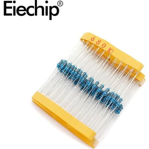 100pcs/lot 1/4W 1% Metal film resistor 0.25W resistance 680K ohm Throught Hole
