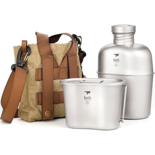 1800ml Titanium Cup Pot dinner set Ultralight outdoor tableware kit Travel Camping Marching Pot water kettle Dinner Box Cookware