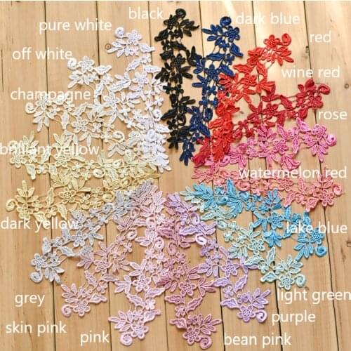 2 Pairs/lot 17 Colors Water Soluble Embroidered Wedding Veil Head Ornaments Lace Applique Lace Trim Dress DIY Lace Accessories