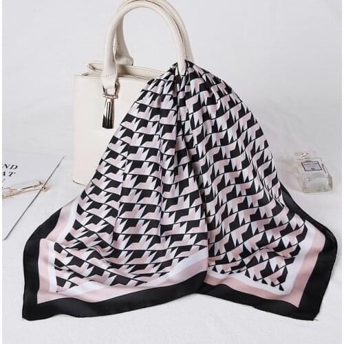 2021Silk Square Scarf Fashion Lady Hairband Tie Soft Foulard Neckerchief Spring Scarves Women Design Print Bandana Shawl Wrap