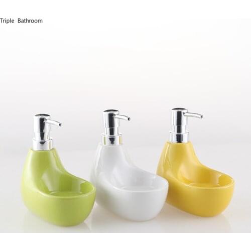 400ml Solid Color Soap Dispenser European Style Ceramics Shower Gel Bottles Hand Soap Dispenser Bottle Bathroom Accessories