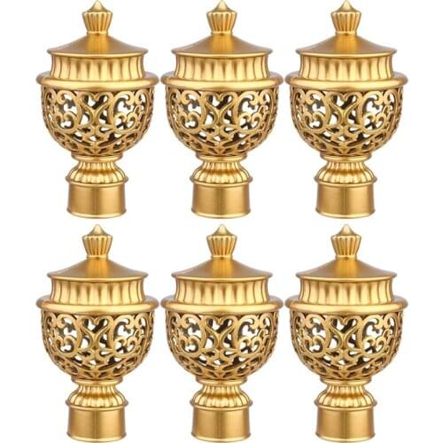 6PC Curtain Rod End Window Curtain Rod End Creative Window Curtain Rod Head Plug Retro Roman Curtain Rod Fittings For Home Decor