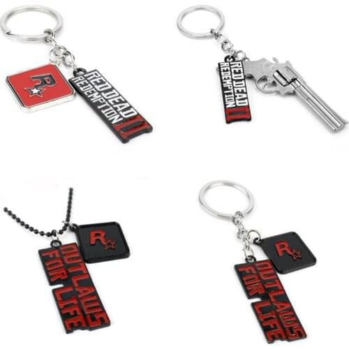 Red Dead 2 Redemption Keychain Rockstar Game Letter Pendant Metal Key Ring Holder for Men Women Car Bag Key Chain Souvenir
