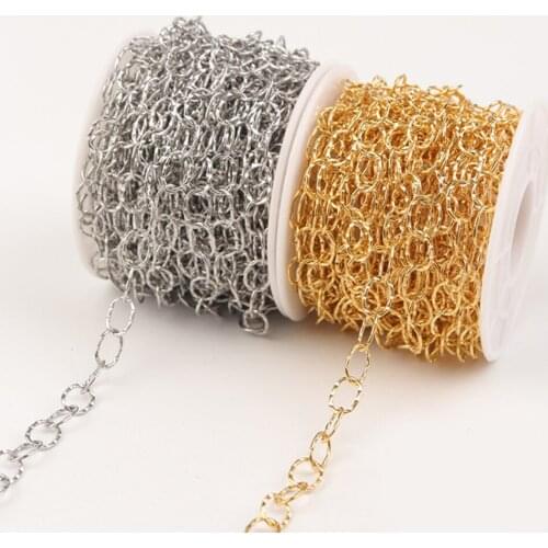 Xinyao 1M/lot Real Gold Plated Components Accessories O Shape Flattened Chain for Charm Stainless Steel Jewelry Manufacturing