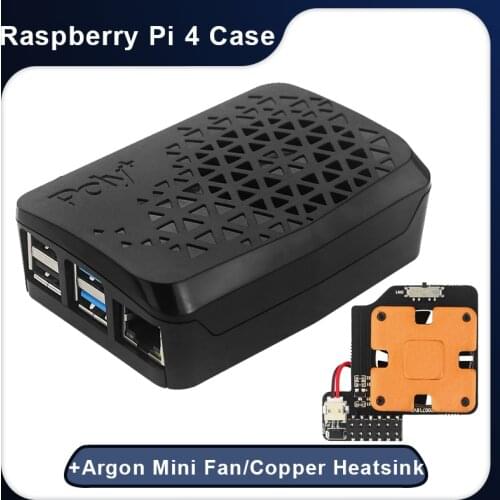 Raspberry Pi 4 ABS Case POLY+ Vented Enclosure Black Shell with Argon Mini PWM Speed Control Fans for Raspberry Pi 4 Model B