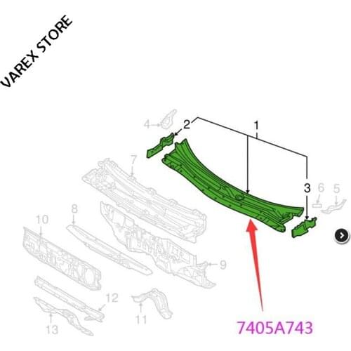 Rainboard wiper deflector for M-itsubishi Outlander OEM: 7405A743
