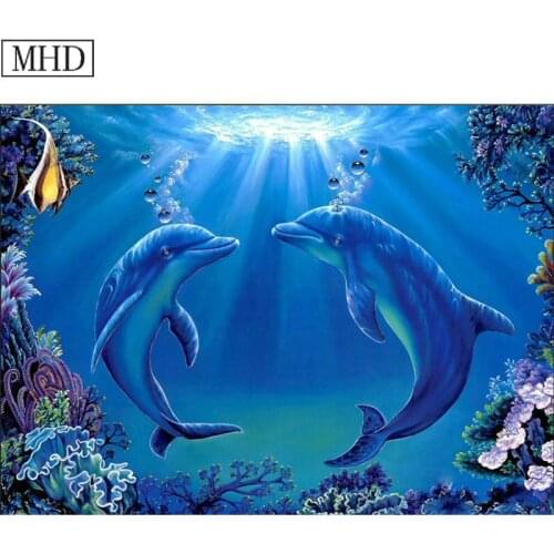 Top Selling Diamond Painting Cross Stitch Dolphin Couple Kit for Home Decor Square Full 3D Diamond Mosaic New Arrival Art