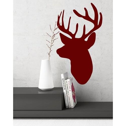 Deer Head Art Decal Living Room Home Decor Removable Wall Stickers Rustic Christmas Decor Self Adhesive Sticker Wallpaper ZB121
