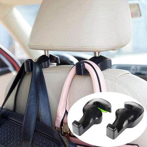JX-LCLYL 2pcs Car Seat Headrest Hanging Hook Coat Purse Bag Hanger Organizer Holder Black