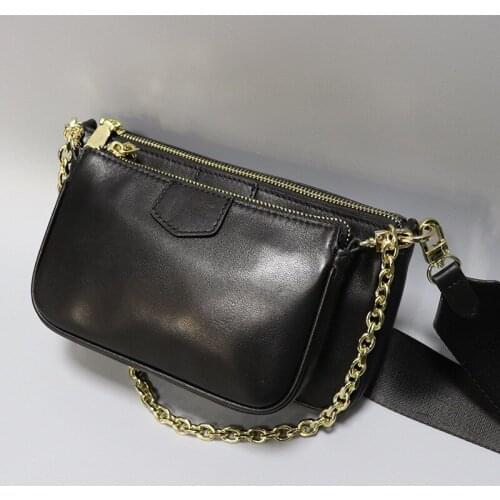 Leather 3pcs/set Real Genuine Detachable Flap Crossbody Messenger Shoulder Bags 2020 Female Chain Composite Bag Calfskin Purse
