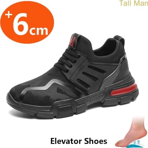 Men Sneakers Elevator Shoes Height Increasing Shoes Heightening Shoes Insoles 6CM Man Daily Life Height Shoes